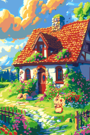 Story book hut paint by number