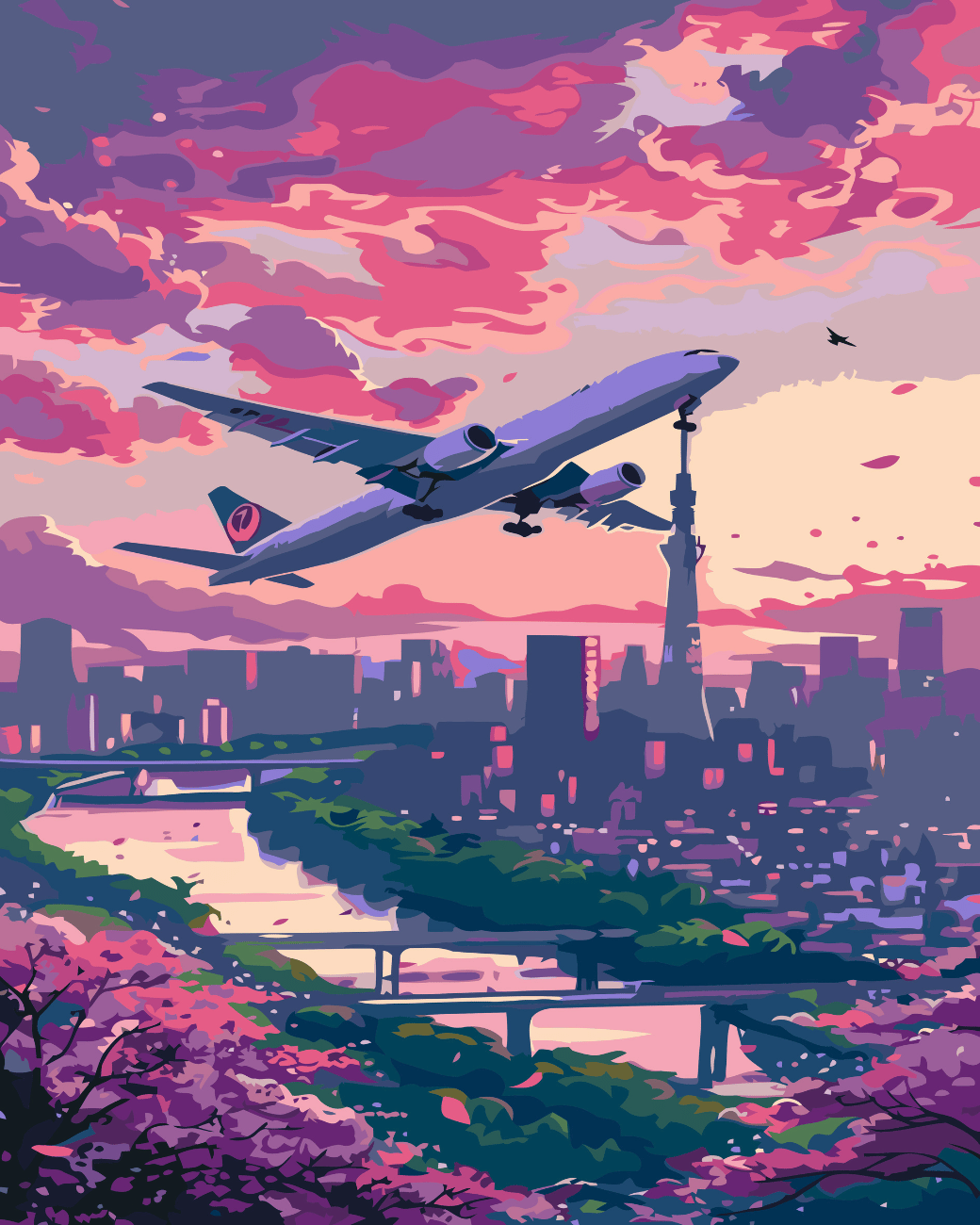 Sunset flight paint by number
