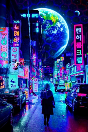 Neon food street