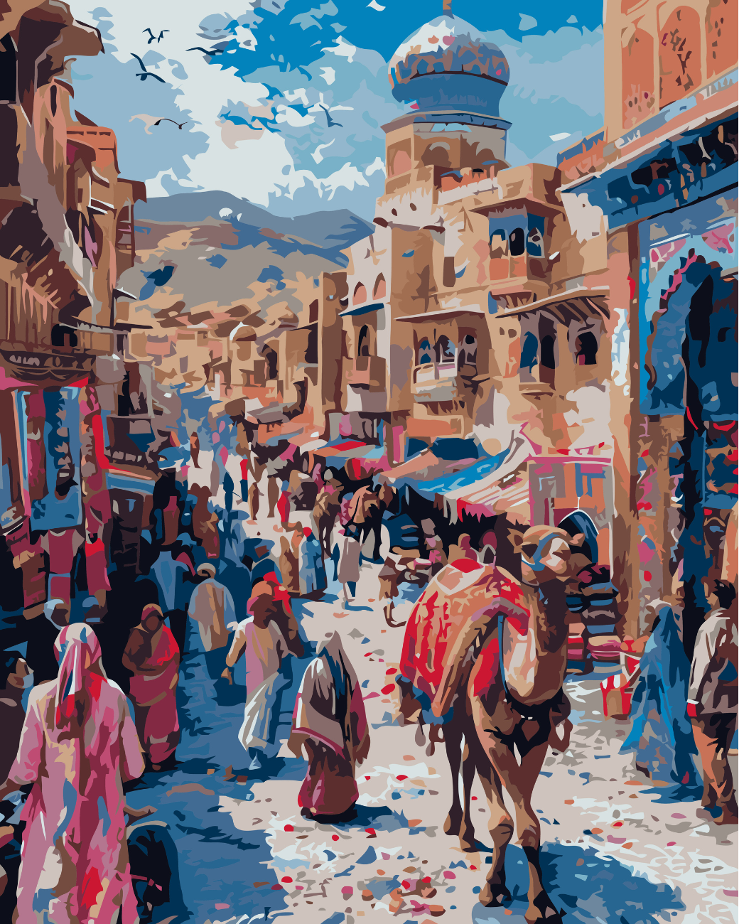 Bazaar in arab paint by number