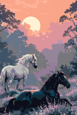 Wild horses paint by number