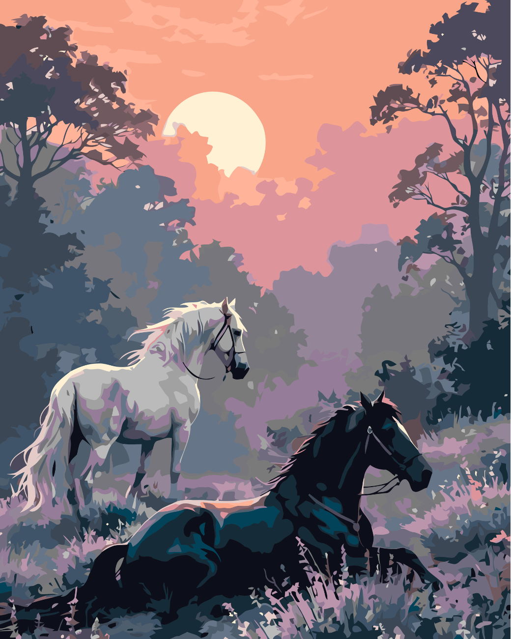 Wild horses paint by number