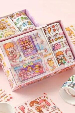 8pcs/box Cartoon Girl Washi Sticker